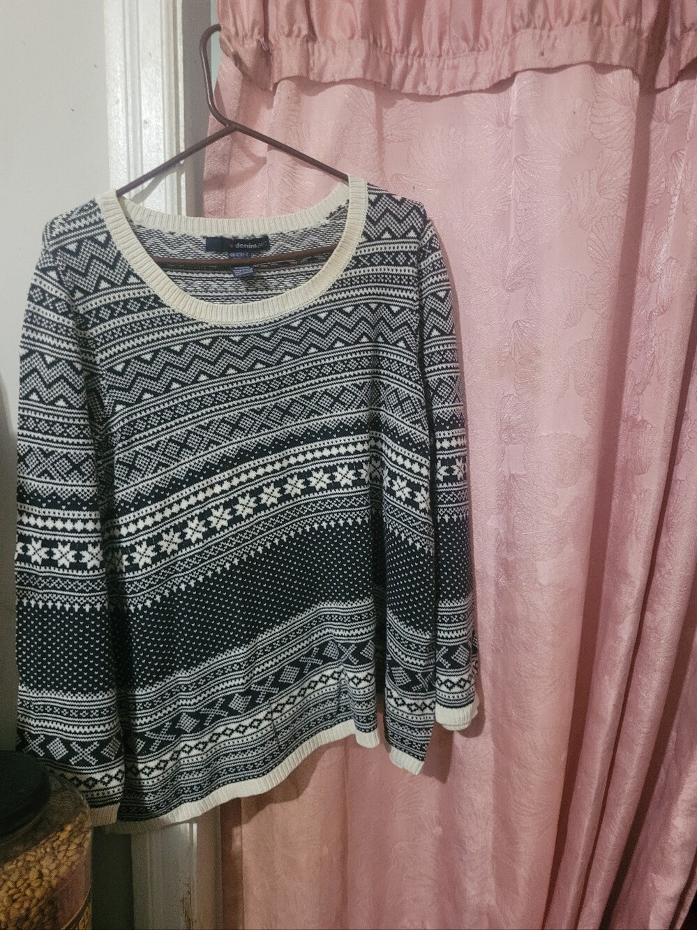 Denim 24/7 Black and White Crew Neck Sweater